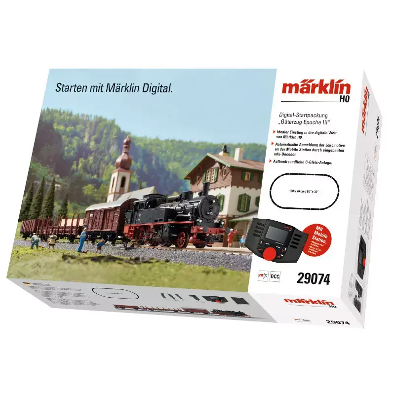 29074 Coffret Démarrage Train De Marchandises Vapeur Digital HO MARKLIN Top Vente