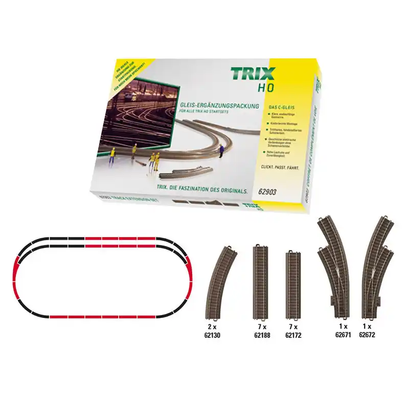 Prix Choc Coffret d‘extension C3 voie C HO avec aiguillages TRIX 62903