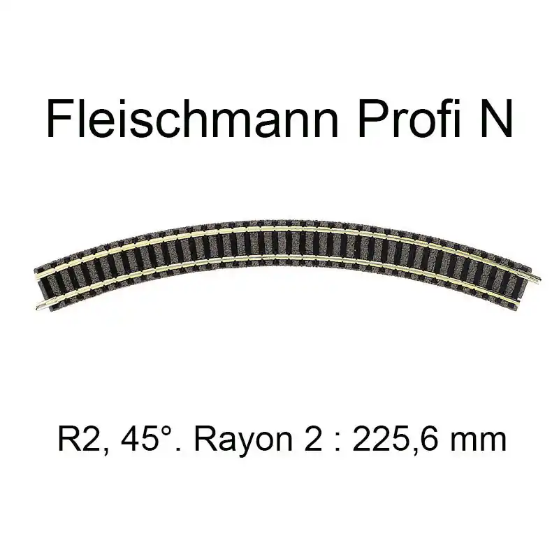 Retour Gratuit FLEISCHMANN 9125 Rail Courbe r2 225,6 Mm 45° - Voie Profi N