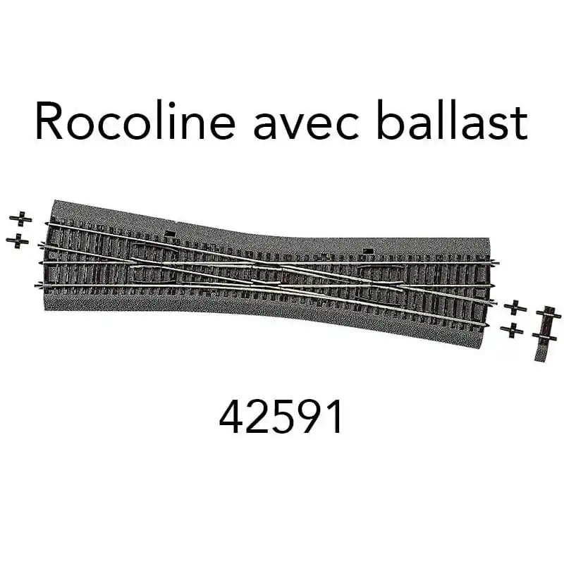 ROCO 42591 Traversée Jonction Simple ekw10 Rocoline Ballast Souple - HO 1/87 Dernière Chance