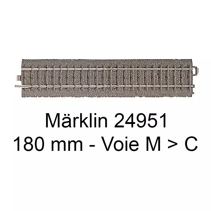 1x rail de transition 180 mm voie M vers voie C Marklin 24951 Petit Prix