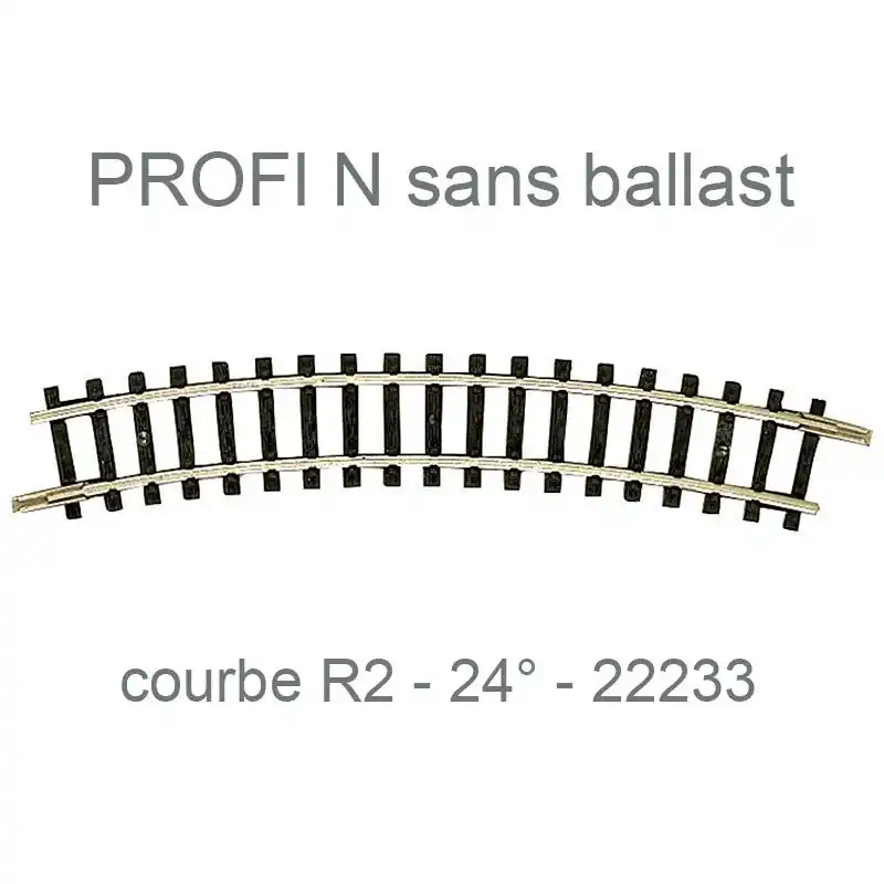 FLEISCHMANN 22233 Rail Courbe r2 228,2mm 24° - N 1/160 - Profi Sans Ballast Populaire