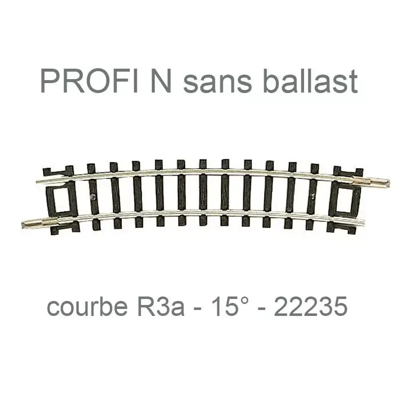 FLEISCHMANN 22235 Rail Courbe r3a 295,4mm 15° - N 1/160 - Profi Sans Ballast Soldes