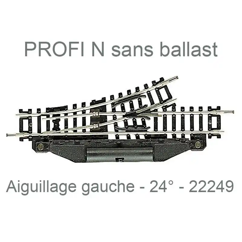 FLEISCHMANN 22249 Aiguillage Droit À Gauche Électrique 24° - N 1/160 - Profi Sans Ballast Dernier Modèle