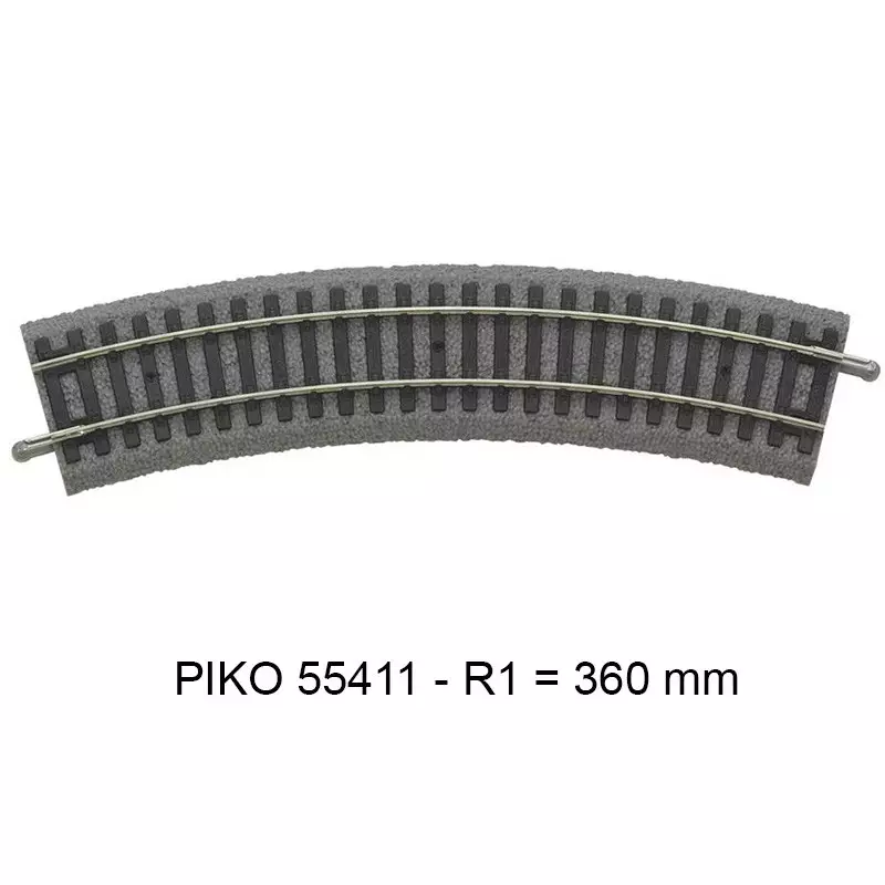 Promotion Saisonnière PIKO 55411 Rail Courbe r1 360 Mm 30° - Voie A Avec Ballast