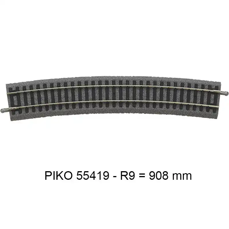 Paiement Sécurisé PIKO 55419 Rail Courbe r9 908 Mm 15° - Voie A Avec Ballast