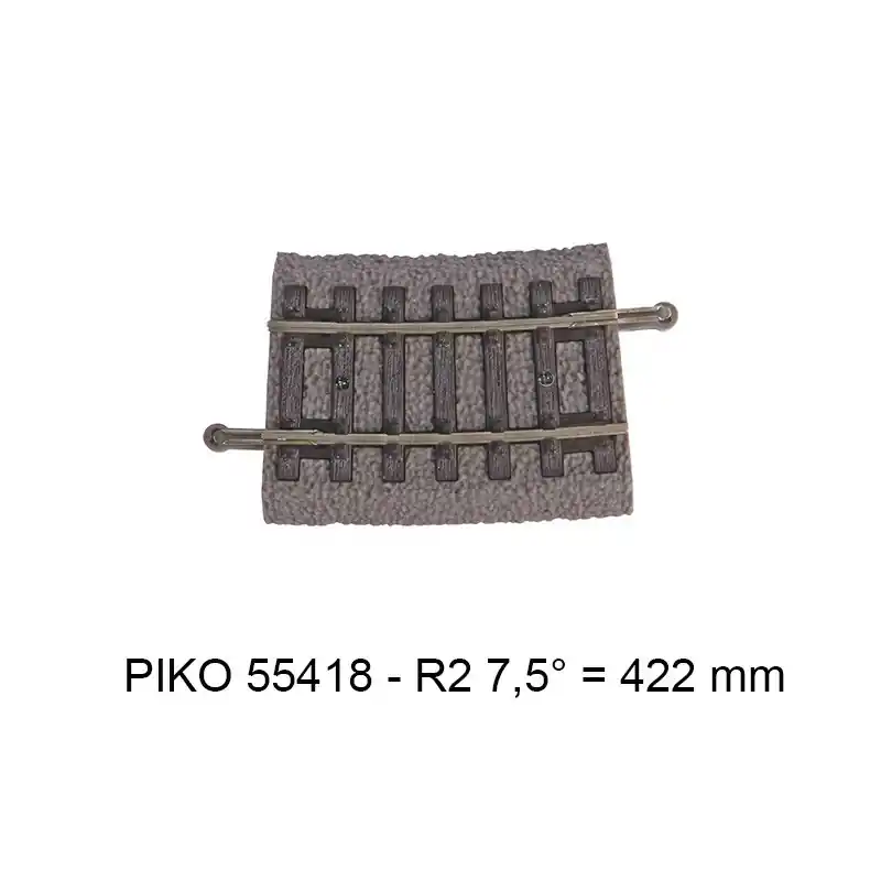 Vente Flash PIKO 55418 Rail Courbe r2 422 Mm 7,5° - Voie A Avec Ballast