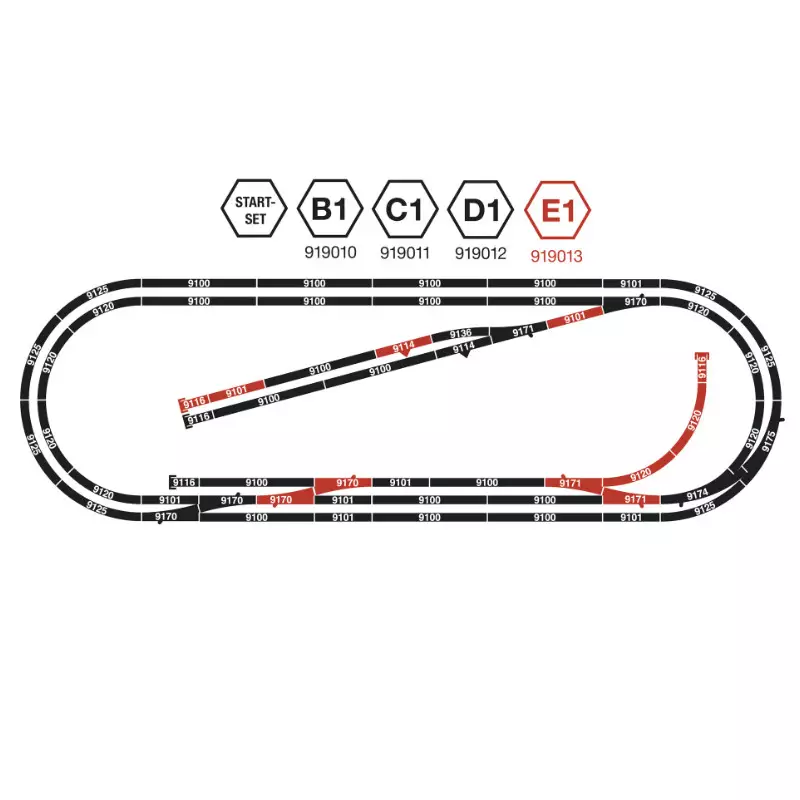 Must-Have FLEISCHMANN 919013 Coffret De Rails - voie Profi N - Set D‘extension e1