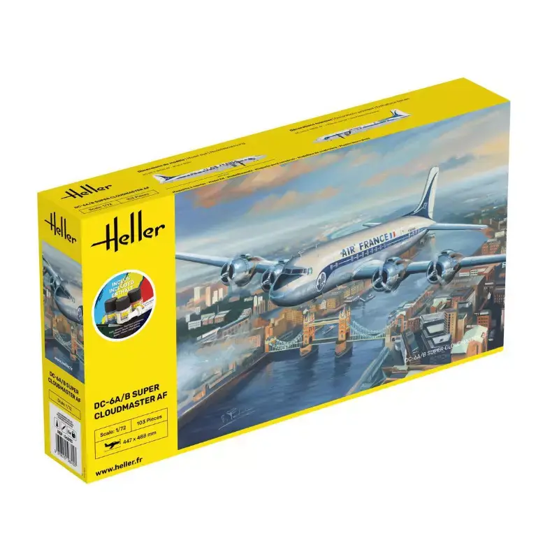 HELLER 56315 dc6 Super Cloudmaster AF Kit Complet - Échelle 1/72 Paiement Sécurisé