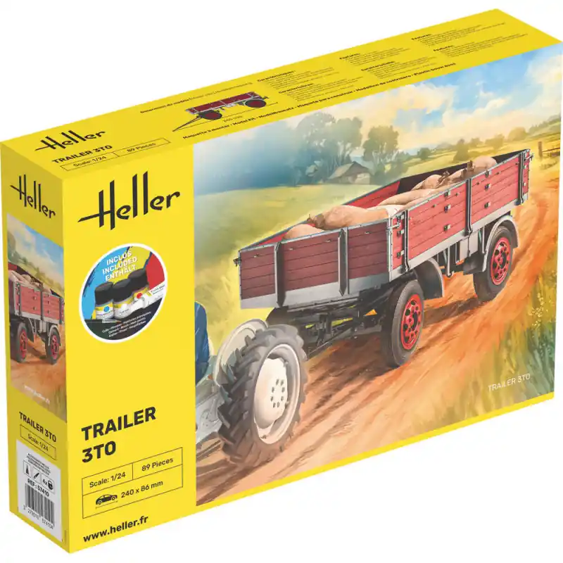 HELLER 57410 Remorque Agricole 3 Tonnes Kit Complet - Échelle 1/24 Must-Have