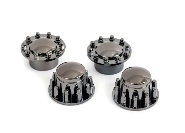 Dernier Modèle Bouchons de Moyeu de Roues Chromees Noires (2 Avants / 2 Arrieres) TRAXXAS - 8876R