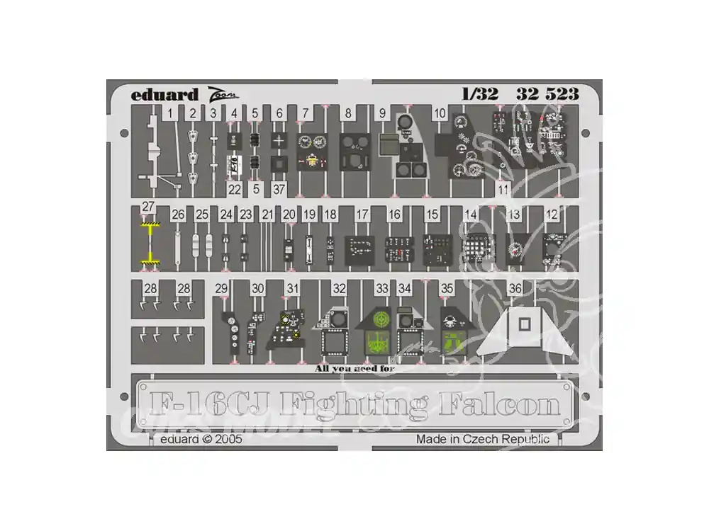 EDUARD photodecoupe avion 32523 Interieur F-16CJ Tamiya 1/32 Meilleur Prix