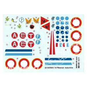Solde Decalques Berna decals BD48-14R Grumman F8-F Bearcat Indochine 1/48