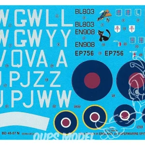 Decalques Berna decals BD48-57N FREE FRENCH ON SPITFIRE 1/48 Réduction