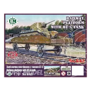 UM maquettes militaire 643 WAGON PLATEFORME SOVIETIQUE AVEC CHAR LÉGER BT-5 1/72 Commande En Gros