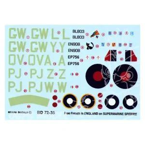 Prix Choc Decalques Berna decals BD72-35 FREE FRENCH ON SPITFIRE 1/72