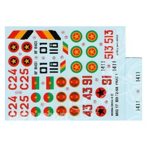Satisfait Ou Remboursé Decalques Berna decals BD72-68 MiG-17 AFRICAN AIR FORCES Partie 1 1/72