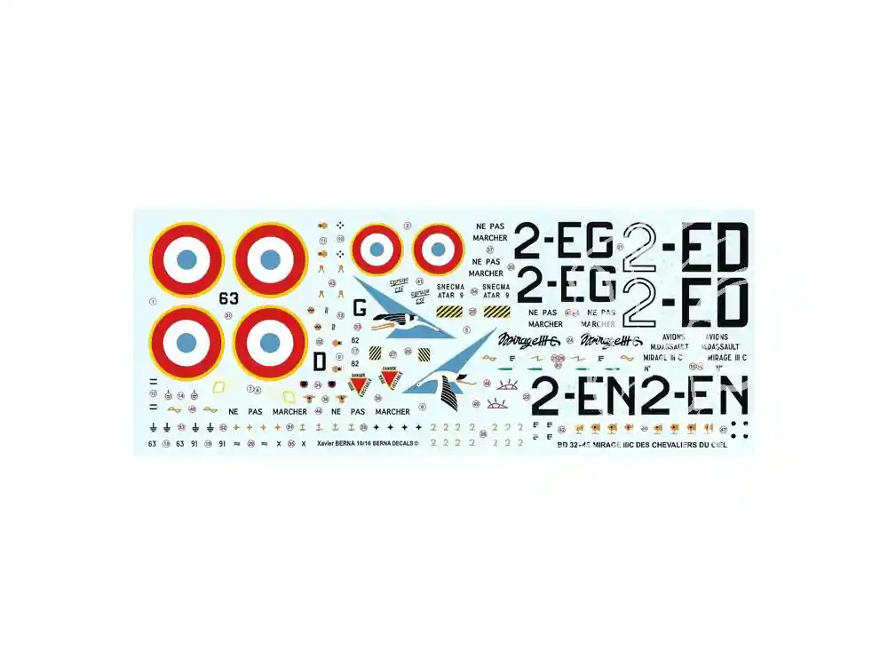 Achat Immédiat DECALQUES BERNA DECALS BD32-45 Mirage IIIC Les Chevaliers du ciel 1/32