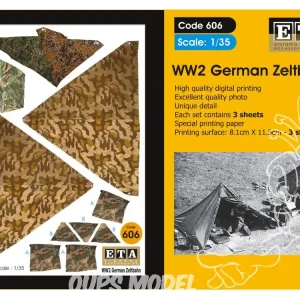 Certifié ETA diorama 606 Imprimé Zeltbahn Allemand WWII 1/35