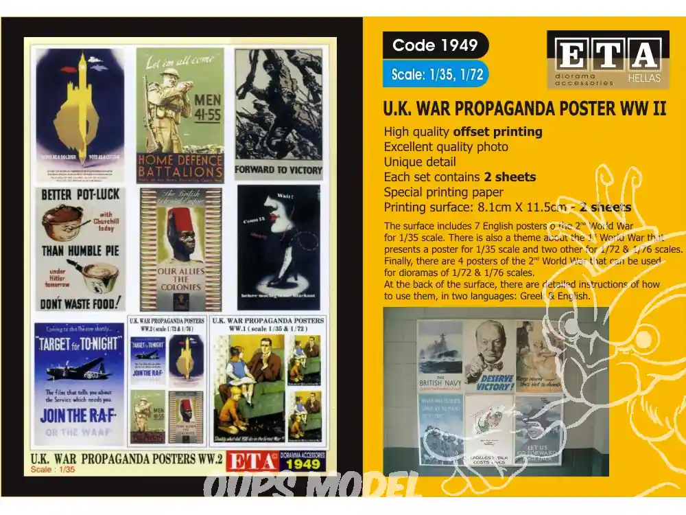 Haute Qualité ETA diorama 1949 Imprimé Affiches - Posters Propagande Britannique WWII 1/35