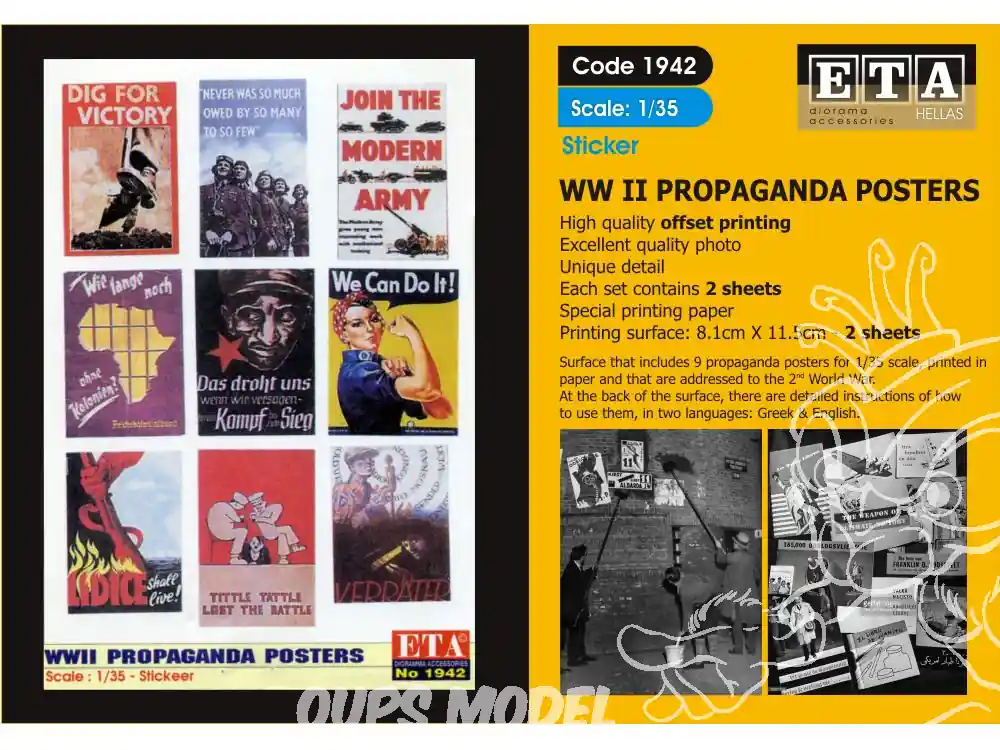 ETA diorama 1942 Imprimé Affiches Propagande WWII Stickers 1/35 Offre Exclusive