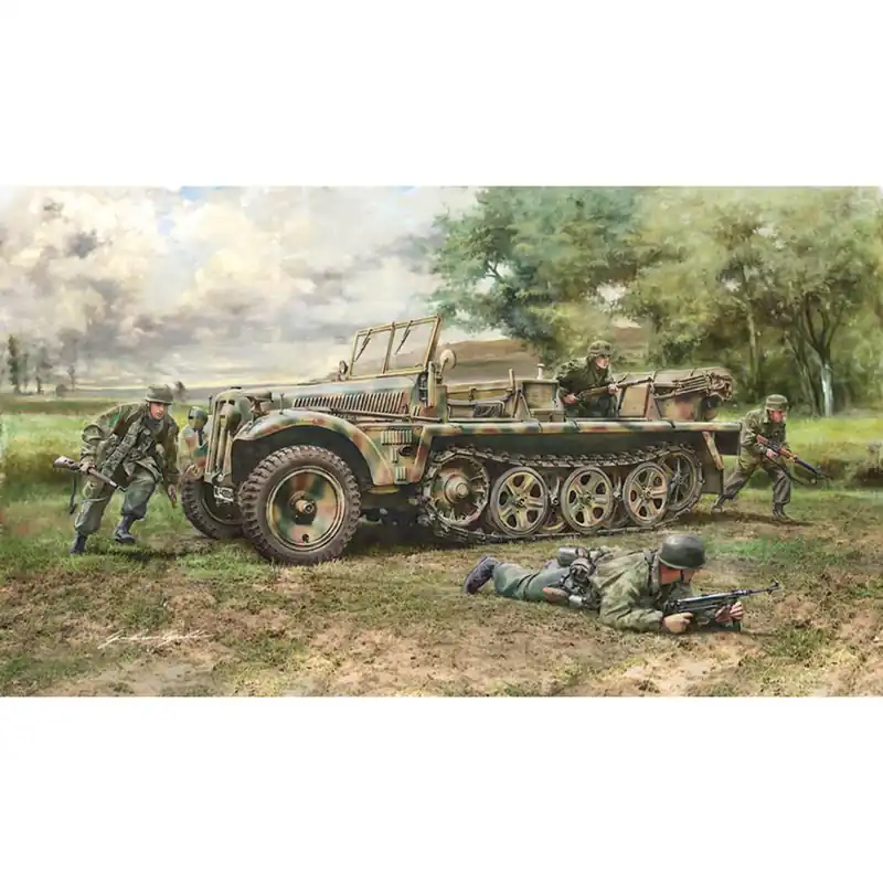 Haute Qualité Maquette véhicule militaire Sd.Kfz.10 Demag D7 et troupes - Italeri
