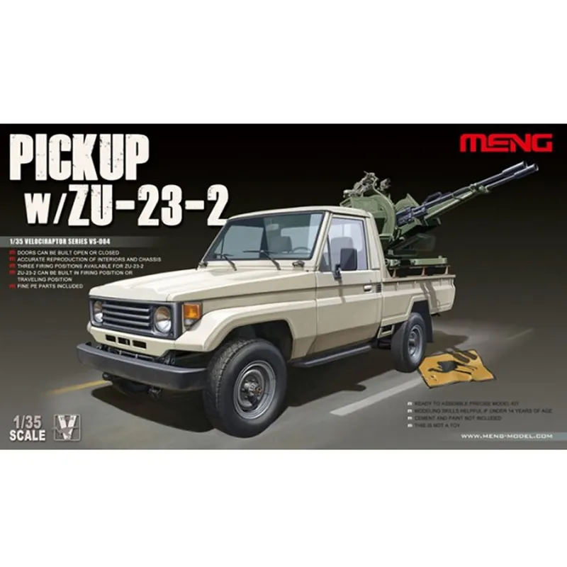 Maquette Véhicule militaire Pick-up avec canon AA ZU 23-2 - Meng Super Prix