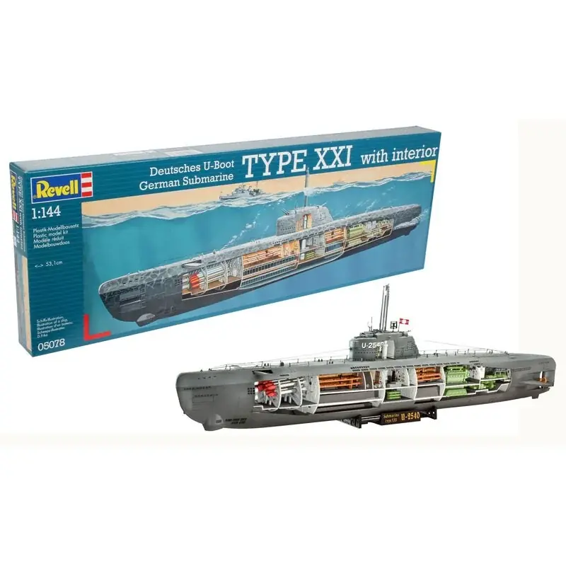 Produit De Marque Maquette U-Boot type XXI U-2540 avec détails intérieurs.
