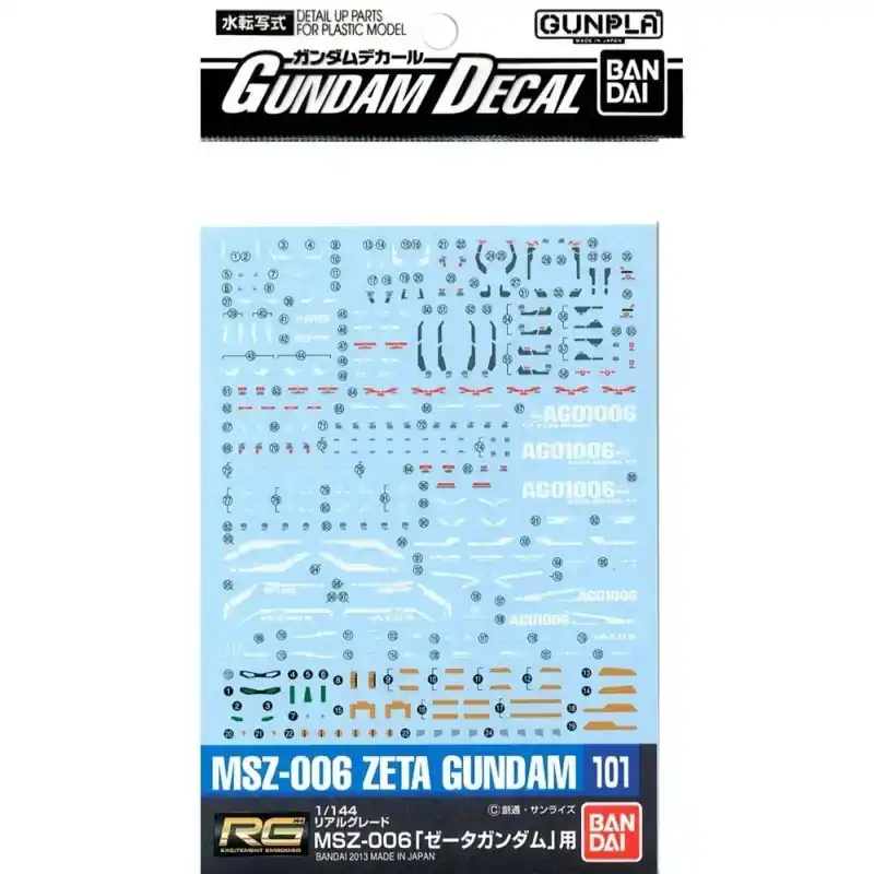 Gundam Gunpla Decal RG 1/144 101 RG Zeta Gundam Offre Spéciale