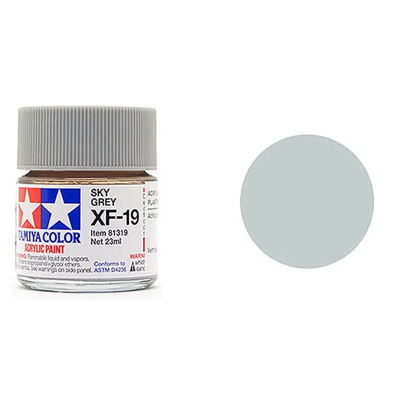 Peinture acrylique en pot - Gris Ciel MAT XF19 - TAMIYA 81719 - 10ml Réduction