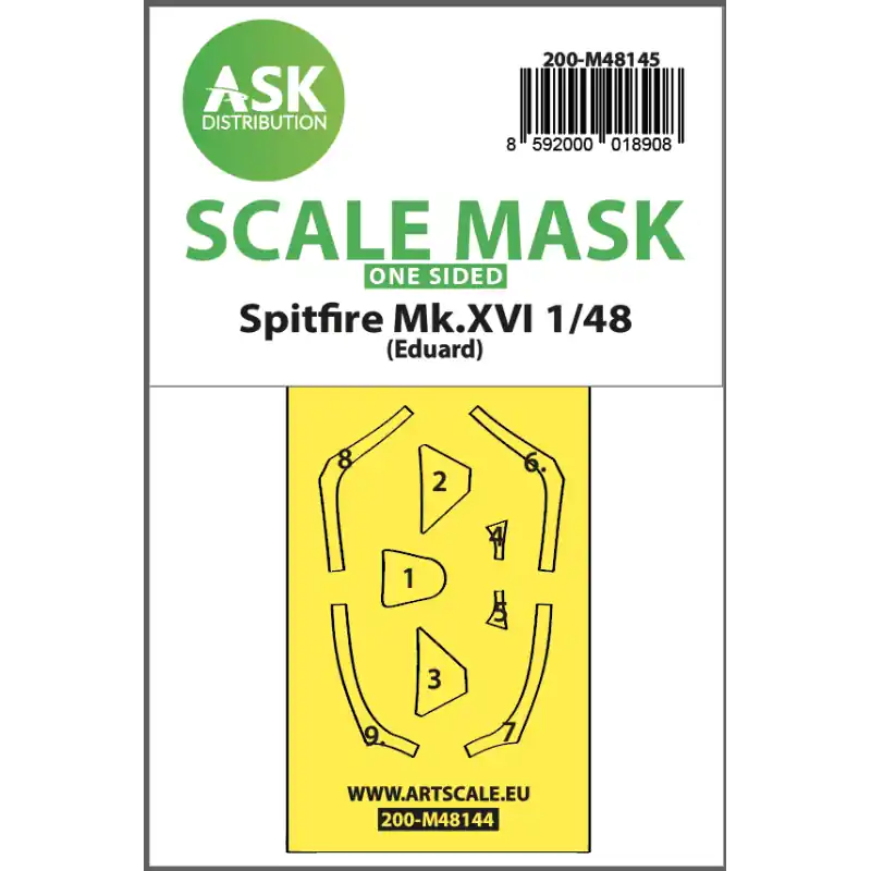 Offre Du Jour ASK ART SCALE KIT M48145 MASK SPITFIRE MK.XVI ONE-SIDED EXPRESS FIT FOR EDUARD 1/48