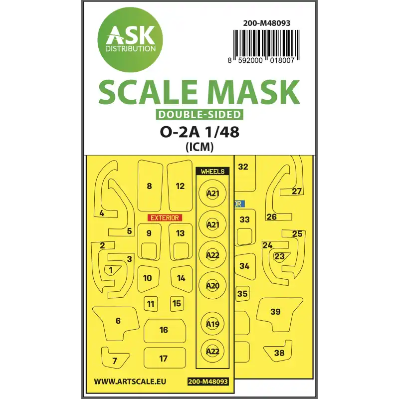 ASK ART SCALE KIT M48093 MASK O-2A DOUBLE-SIDED SELF-ADHESIVE, PRE-CUTTED FOR ICM 1/48 Offre Spéciale