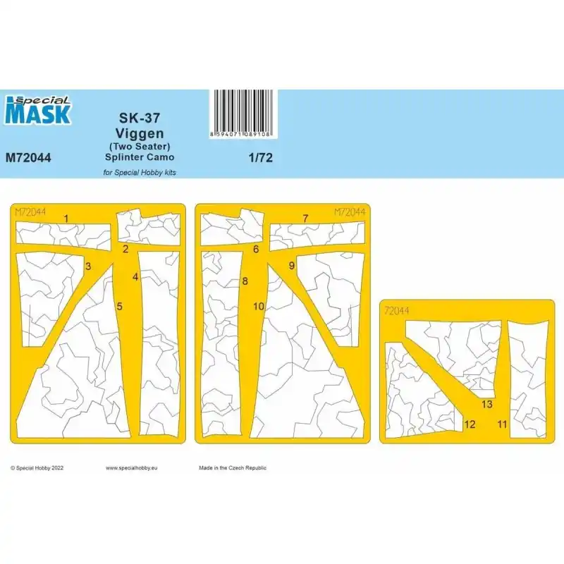 SPECIAL MASK M72044 SK-37 VIGGEN (TWO SEATER) SPLINTER CAMO MASK 1/72 Retour Gratuit