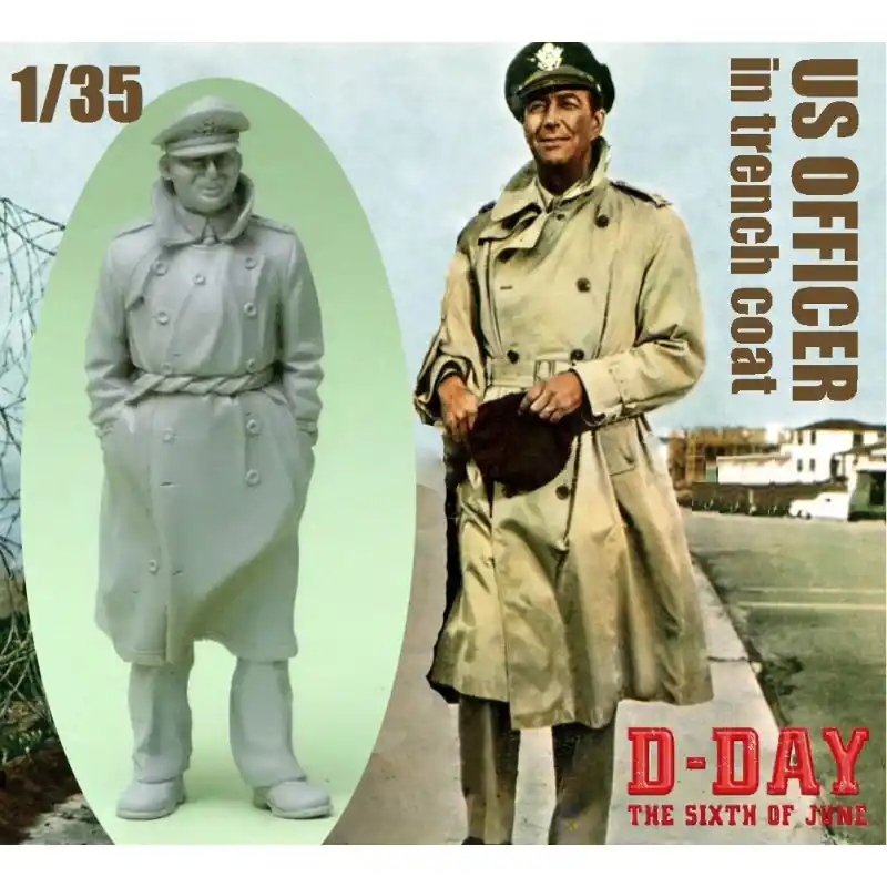 Nouvelle Collection AZIMUT PRODUCTION 35R007 MAQUETTE FIGURINE US OFFICER IN TRENCH COAT 1/35