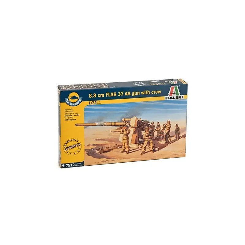 Prix Cassé ITALERI 7512 MAQUETTE MILITAIRE CANON FLACK 37 88MM ET SERVANTS 1/72