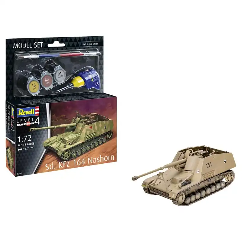 REVELL 63358 MAQUETTE MILITAIRE MODEL SET SD.KFZ. 164 NASHORN AVEC ACCESSOIRES DE BASE 1/72 Meilleur Prix