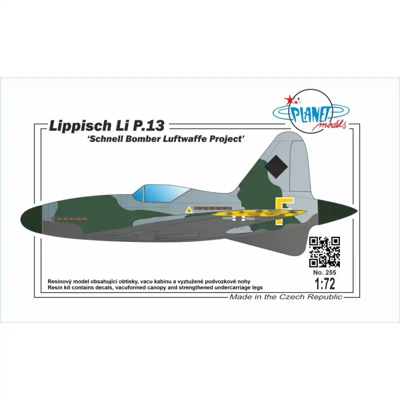 Prix Cassé PLANET MODELS 129-PLT255 MAQUETTE AVION RESINE LIPPISCH LI P.13 SCHNELL BOMBER LUFTWAFFE PROJECT 1/72