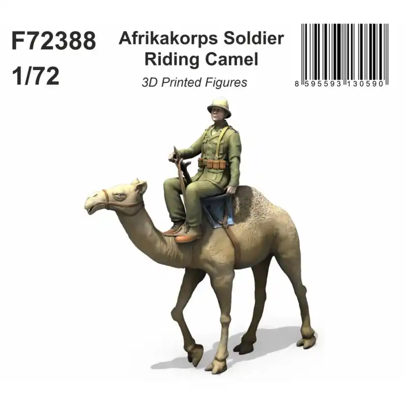 CMK 129-F72388 AFRIKAKORPS SOLDIER RIDING CAMEL 1/72 / 3D PRINTED Certifié