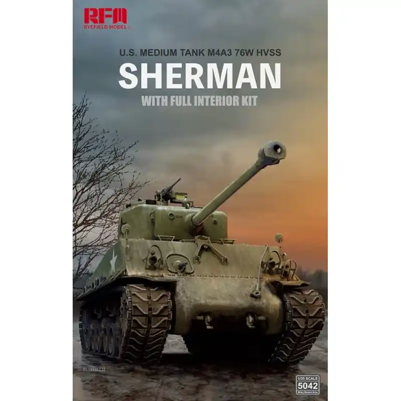 Vente Directe RYE FIELD MODEL 5042 MAQUETTE M4A3 76W HVSS SHERMAN W/FULL INTERIOR 1/35