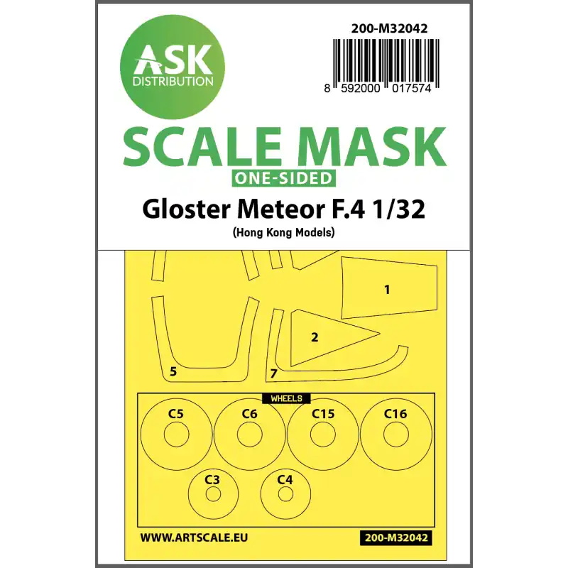 ASK ART SCALE KIT M32042 MASK GLOSTER METEOR F.4 ONE-SIDED FOR HK MODELS 1/32 Dernière Chance