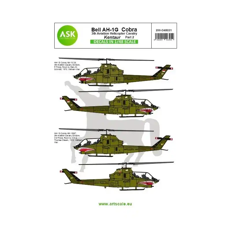 Offre Spéciale ASK ART SCALE KIT D48031 DÉCALCOMANIES BELL AH-1G COBRA (KENTAUR) 3TH AVIATION HELICOPTER CAVALRY PART 2 1/48