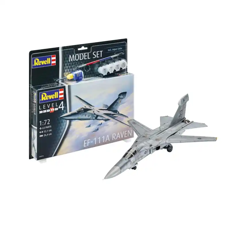 REVELL 64974 MODEL SET AVIONS EF-111A RAVEN MAQUETTE AVEC ACCESSOIRES DE BASE 1/72 Authentique