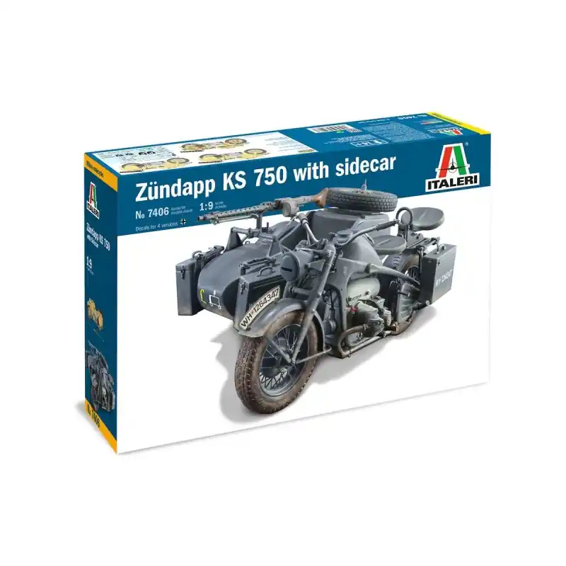 ITALERI 7406 MAQUETTE MOTO ZUNDAPP KS 750 SIDECAR 1/9 Réduction