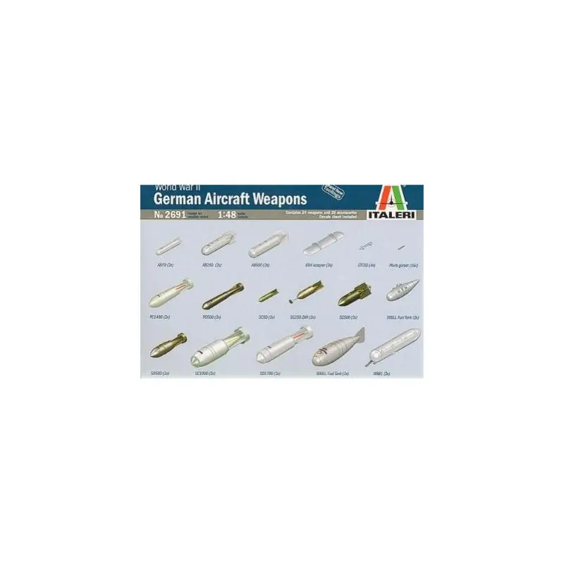 Acheter En Ligne ITALERI 2691 ACCESSOIRE MAQUETTE ARMES D AVIONS ALLEMANDS DE LA SECONDE GUERRE MONDIALE 1/48
