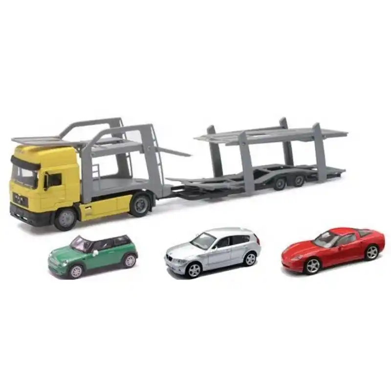 Commande En Gros NEWRAY 15865CSS CAMION MAN TWIN PORTE AUTO + 3 AUTOS EUROPEENNES 1/431/43