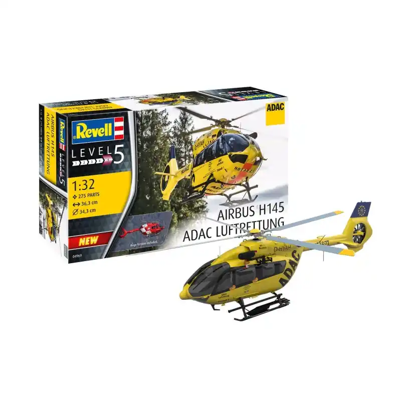 REVELL 04969 MAQUETTE HELICOPTERE AIRBUS H145 "ADAC SAUVETAGE AÉRIEN" 1/32 Seulement Aujourd'hui