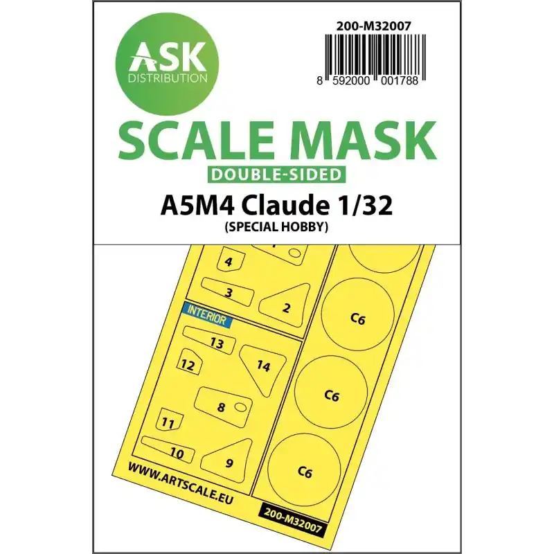 ASK ART SCALE KIT M32007 MASK A5M4 CLAUDE SPECIAL HOBBY 1/32 Authentique