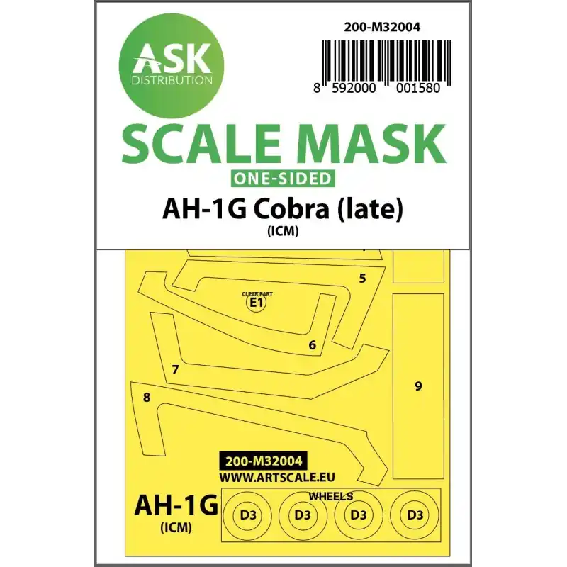 ASK ART SCALE KIT M32004 MASK AH-1G COBRA (LATE) ONE-SIDED 1/32 Acheter En Ligne
