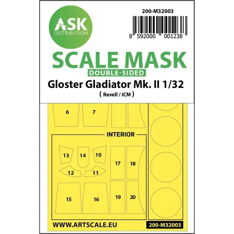 ASK ART SCALE KIT M32003 MASK GLOSTER GLADIATOR MK.II 1/32 Meilleur Prix
