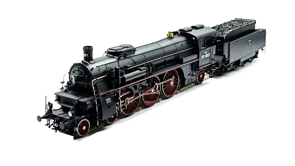 *SOLDES* - LOCOMOTIVE A VAPEUR S3/6 BADEN IVH 1001 SCHWARZ-ROT AVEC TENDER - EN LAITON - THE GRAND DUCHY OF BADEN STATE RAILWAY Authentique